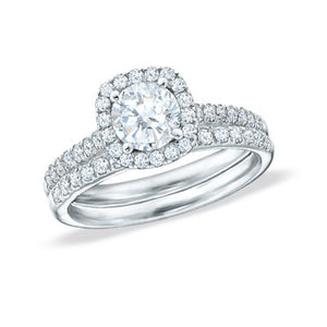 1/2 CT. T.W. Diamond Framed Bridal Set in 14K White Gold